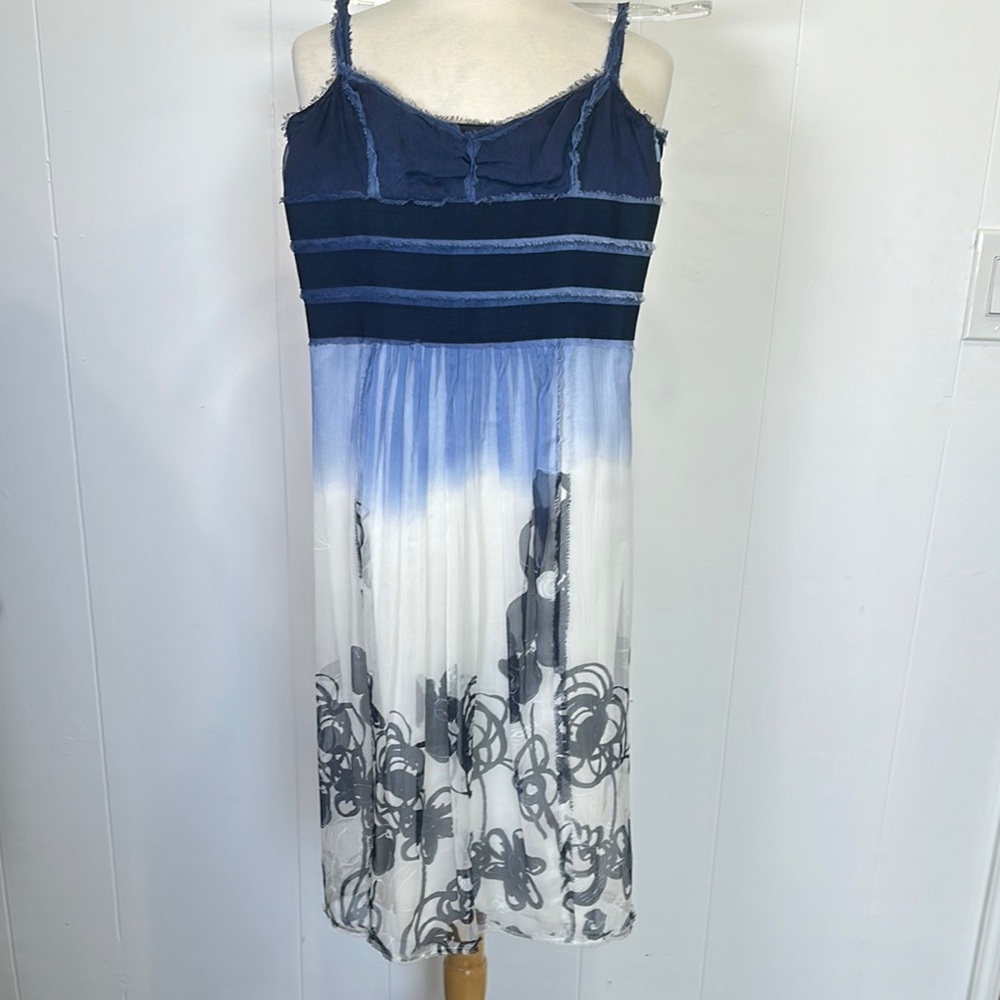 Hugo boss Blue white Sleeveless Spaghetti Strap Sundress size USA 2